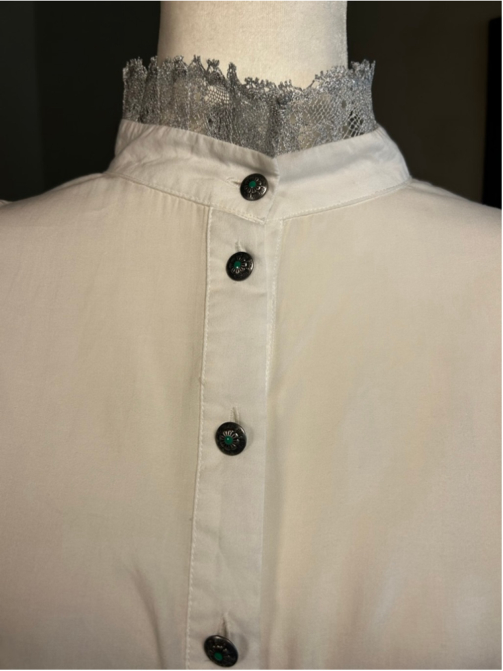 Ivory Ruffled Button-Front Blouse - Picture 3 of 12